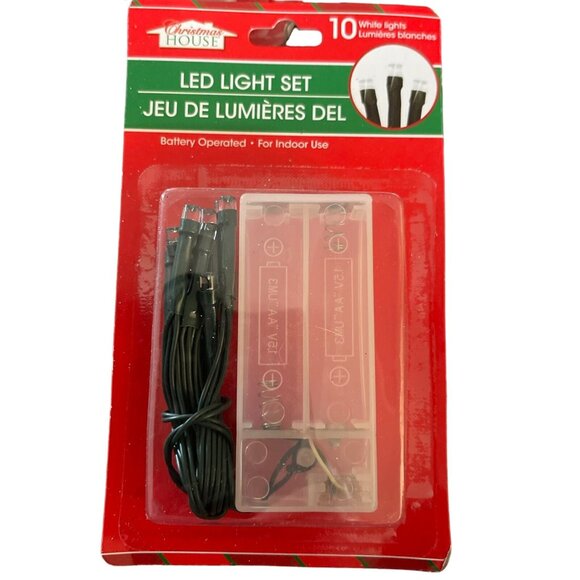 Christmas House LED Light Set 10 White Lights Battery Operated Indoor Use New in - Picture 1 of 4